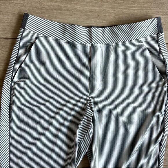 Athleta Brooklyn Textured Ankle Pant City Stripe Black/Sea Grey Size 14P - Picture 7 of 16